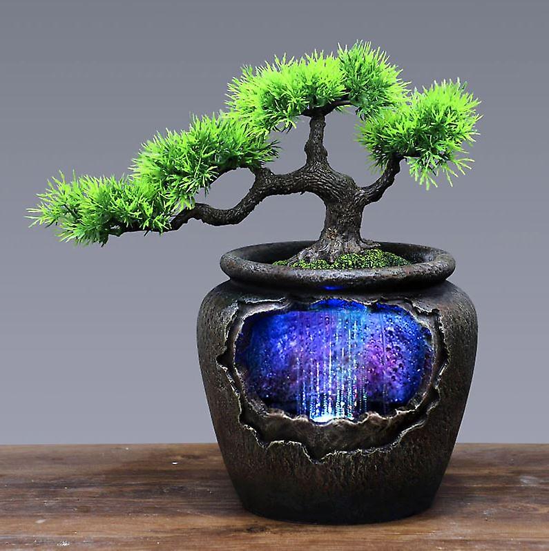 Handmade Desktop Resin Flower Pot Waterfall Water Fountain