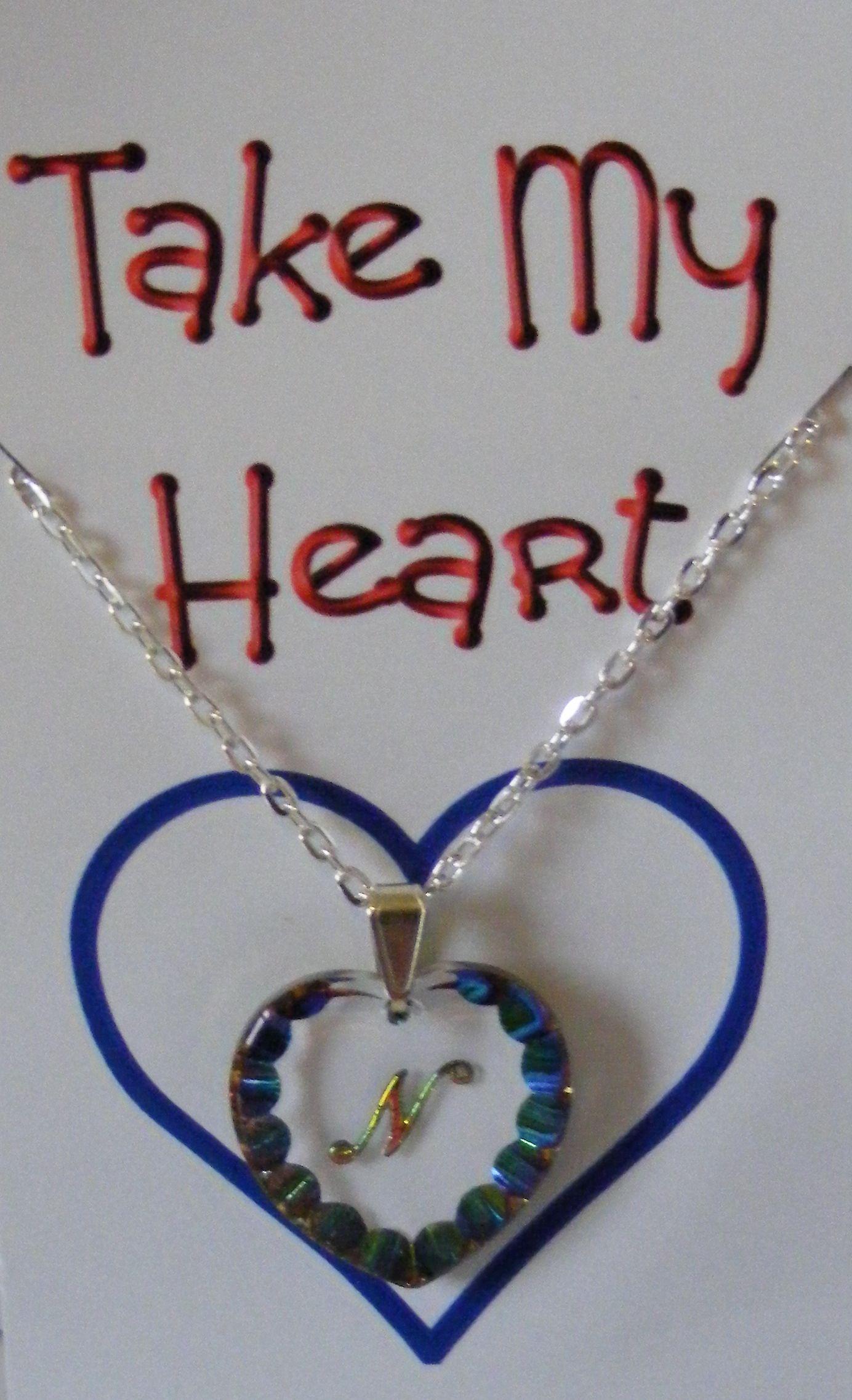 Heliotrope Initial Heart Crystal Pendant Necklace - N
