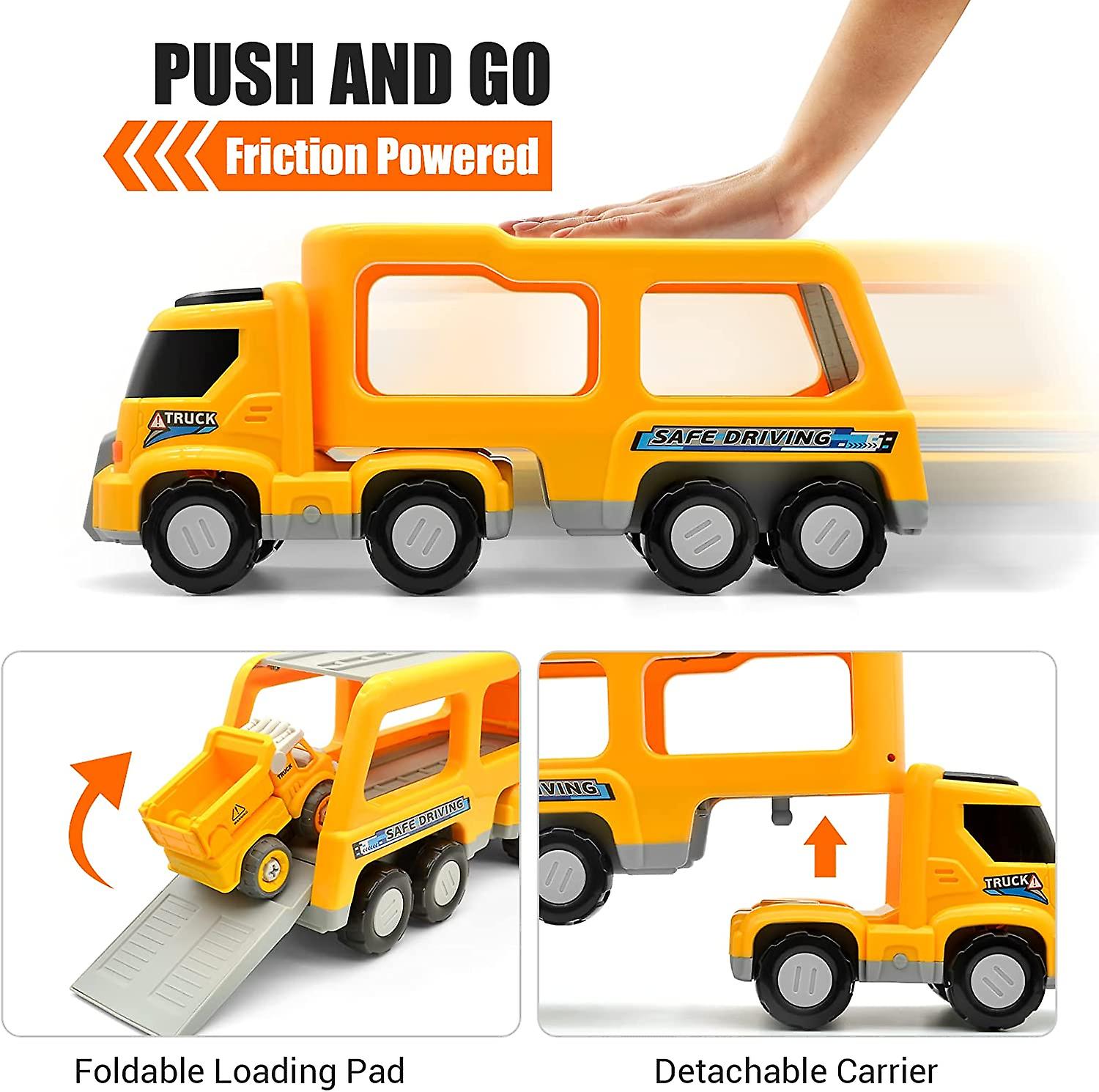 HUOGUO Toys for 1 2 3 4 5 6 Year Old Boy, 5 in 1 DIY Construction Truck  Toddler Toys with Excavator, Friction Power Kids Toy Cars with Sound \u0026  Light, | Fruugo NO, image size:1500x1490