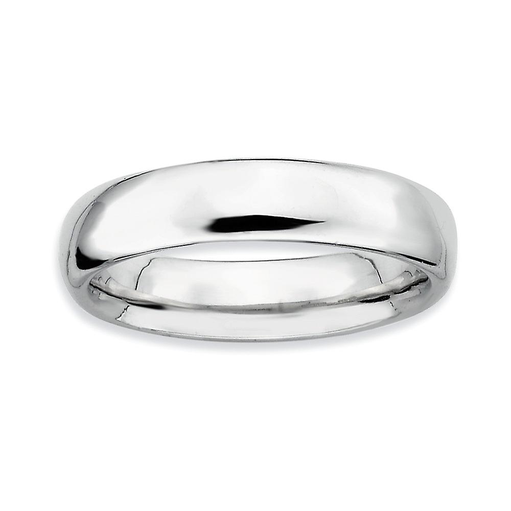 925 Sterling Silver Stackable Rhodium Polished Ring Stackable Ring for Women - Ring Size: 5 to 10