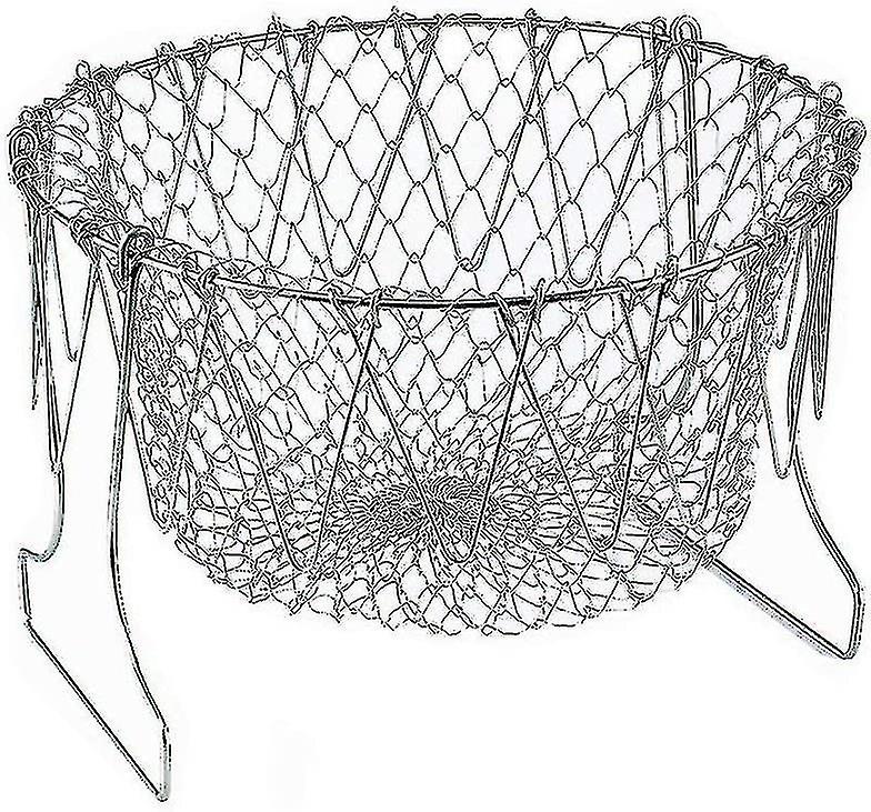 Foldable Multi-function Stainless Steel Fry Basket,poaching Boiling Deep Frying Basket (q)