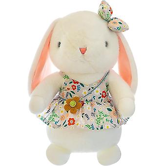 Soft and Cute Plush Rabbit,Small Flower Skirt Wearing Bow Rabbit Toys,Can Embrace Stuffed Animal Rabbit,Washable