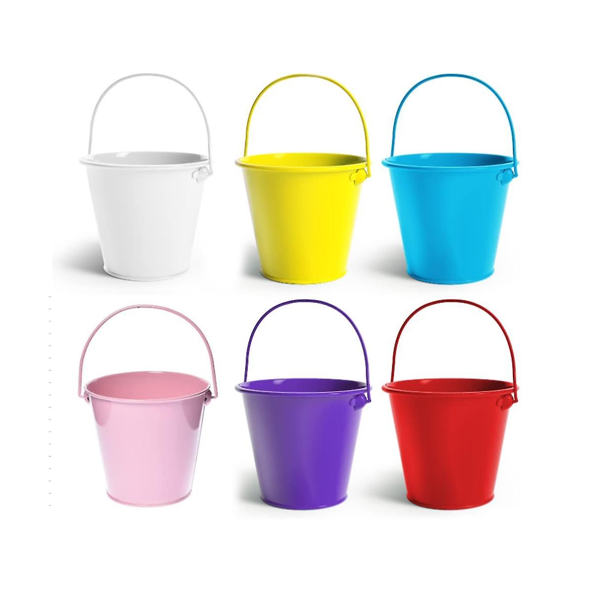Small Metal Buckets with Handle 6 Pcs - 20 Fl Oz Capacity - for Party DCor, Organizing & Decorati