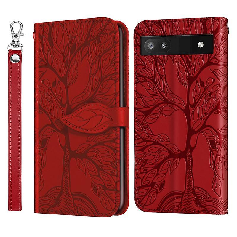 Wallet Case For Google Pixel 6A Premium PU Leather Flip Cover Life Tree