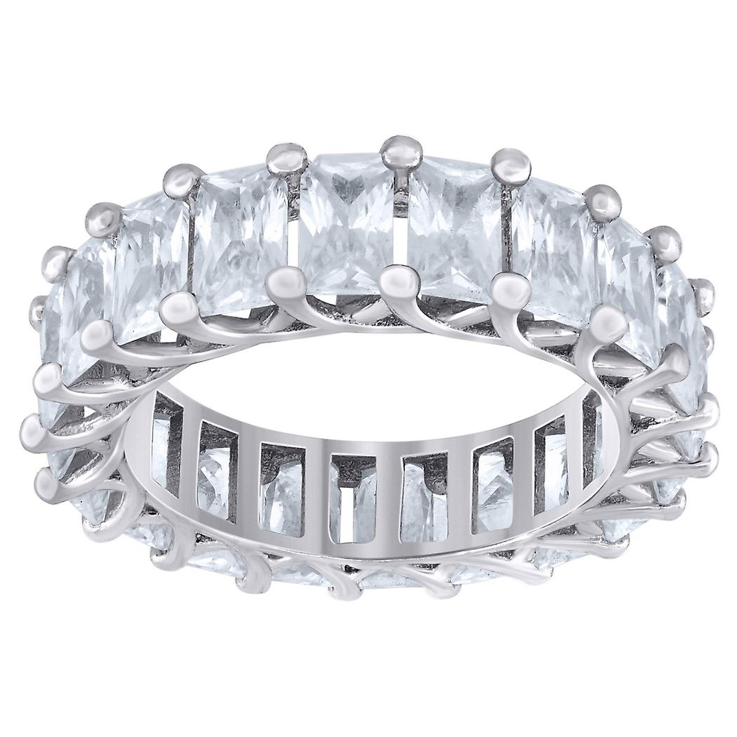 925 Sterling Silver Womens Emerald Cubic Zirconia Single Row Stackable Engagement Ring 5mm7-Stackable-Ring for Women