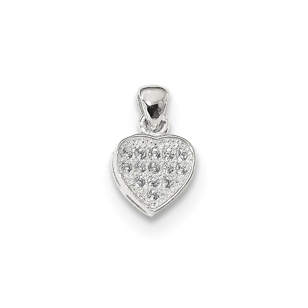 7mm 925 Sterling Silver Rhodium Plated Cubic Zirconia Polished Love Heart Pendant Necklace-Pendant for Women