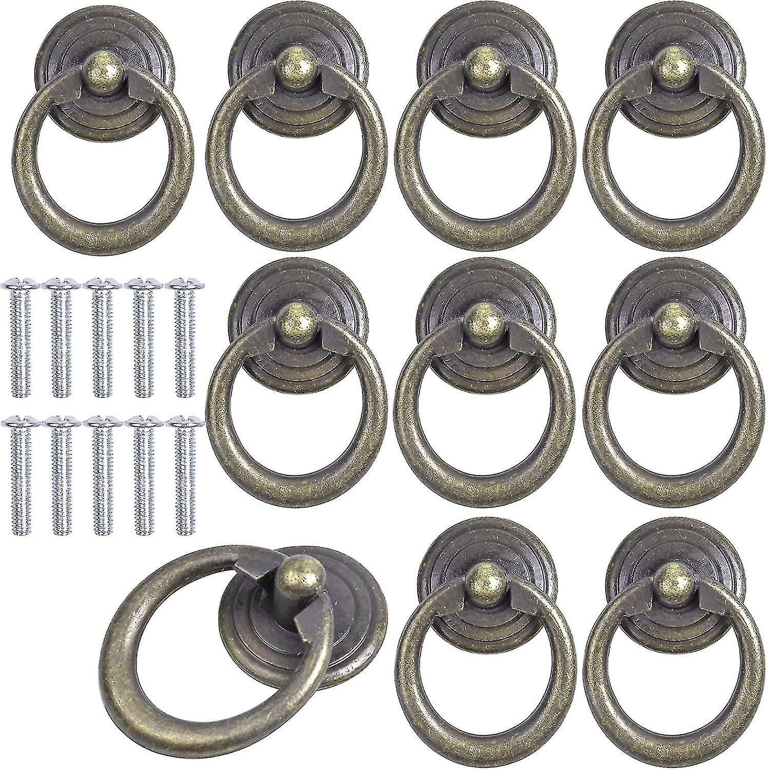 10 قطع خمر درج سحب مقبض الدائري مجلس الوزراء سحب سبائك الزنك جولة درج حلقة المقابض العتيقة انخفاض خاتم مقبض لخزانة خزانة الملابس مضمد Furnitur