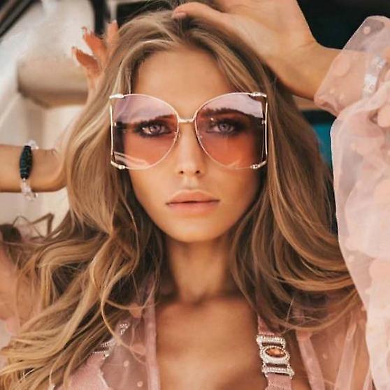 Sunglasses women's metal with pearl oversized