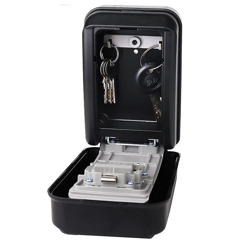 STESHWK Key Lock Box With Wall Mounted Combination House Key Weatherproof Safe Security Key Storage Locker Small Box, 4-Digit Resettable Code Outdoor Lock Box