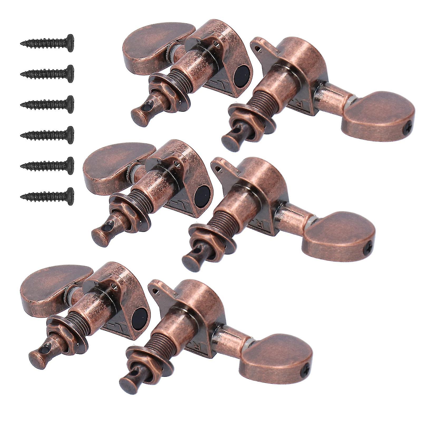 Guitar Locking Machine Heads, Tuning Pegs (3 Left, 3 Right), Musical Instrument Accessories, Brass