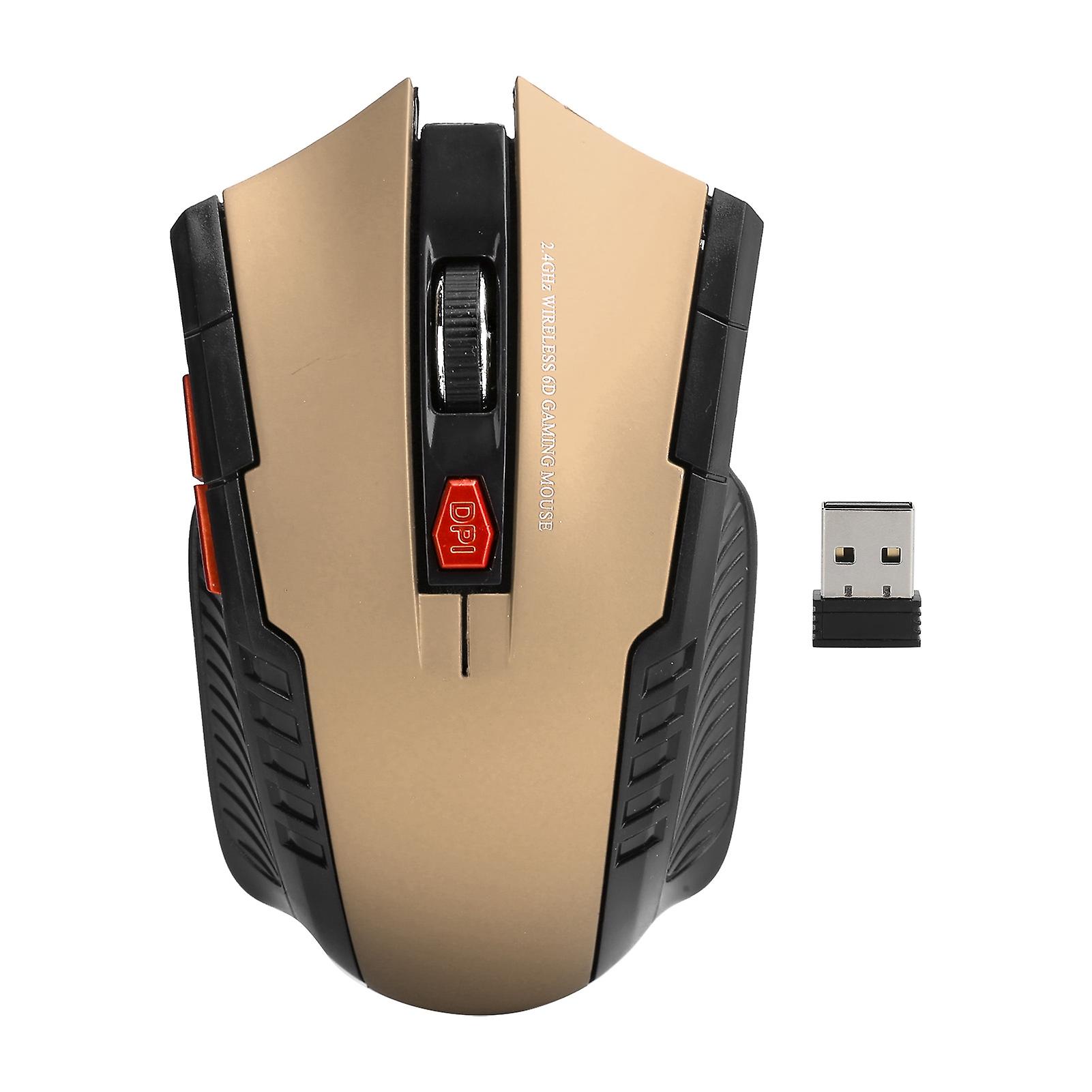 Wireless Mouse 2.4G 3 Levels Adjustable Optical Computer External Device with USB ReceiverGold