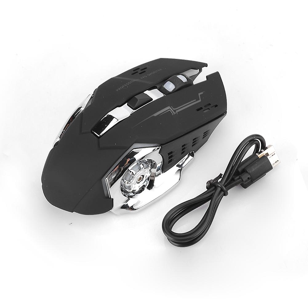 USB Wireless Gaming Mouse, Silent, Illuminated, Laptop Accessory, 10 Meters, Black