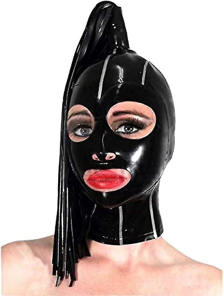 Lateksowy kaptur Unisex Party Mask Maska pełnotwarzowa z pojedynczymi czarno-białymi serpentynami Lateksowa maska Fetysz