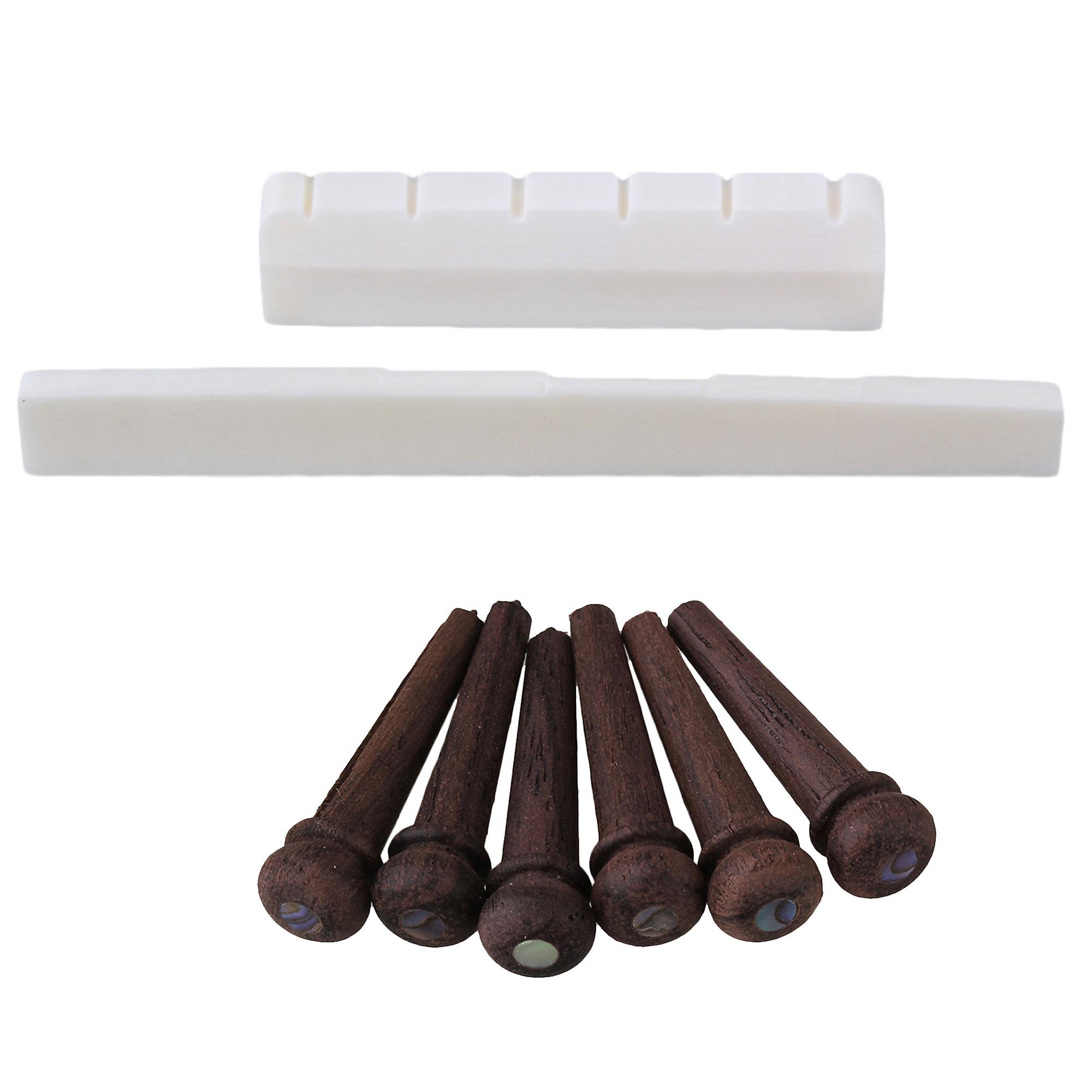 Bone Bridge Saddle Nut Set with Rose Wood Pins for Classical Guitar Tool
