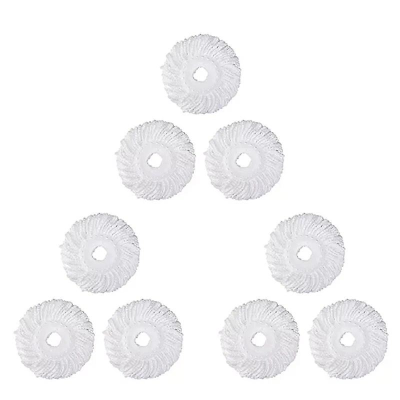 Mop Micro-Head Refill For 360 Spin Magic Mop-Microfiber Replacement Mop Head-Round Shape Standard Size (White-6 Pack)~20902