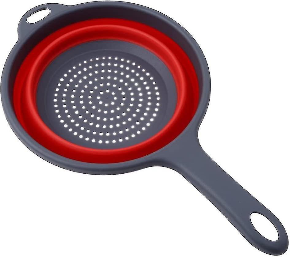 Kitchen Collapsible Sink Strainer With Handle Vegetable Fruit Colander,red