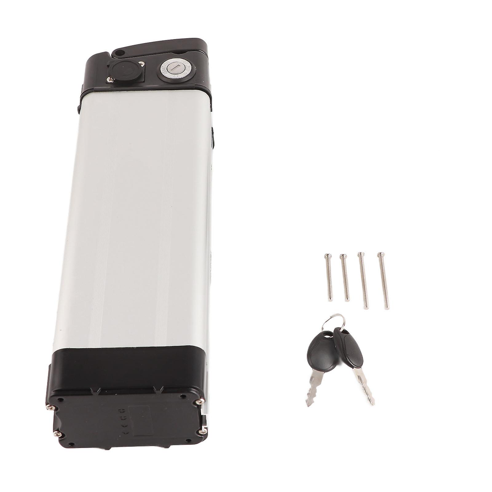 Electric Bike Lithium Battery Case 36V 48V Storage Box Durable Aluminium Alloy with Lock System DC Charging Head Output Interface Compact Design for E