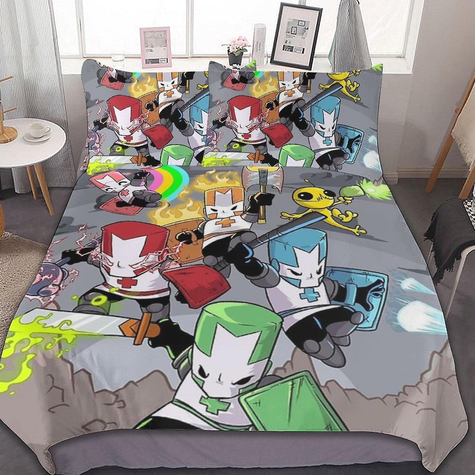 Castle Crashers 3 Pcs Bed Sheets Set Breathable Duvet Cover with 2 Pillow Sham Soft All Seasons Bedding Set