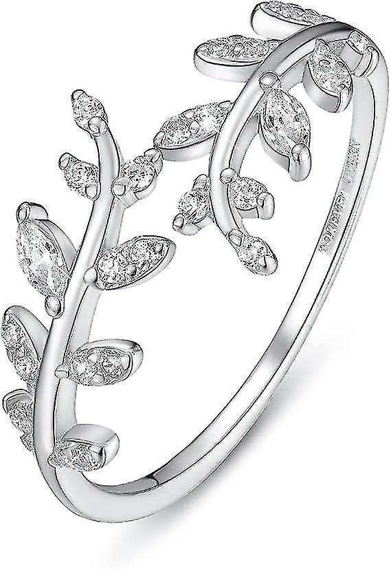 (Silver)Women's Rings Olive Leaf Rings Olive Crown Adjustable Silver Rings