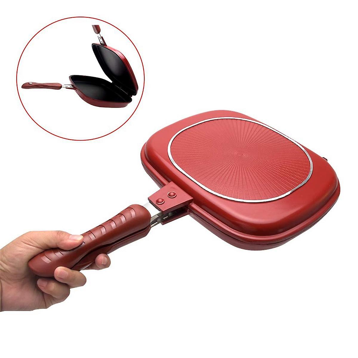 Square Double Sided Frying Pan, Kitchen Non-Stick Baking Pancake Pan Omelette Trays,Indoor/Outdoor