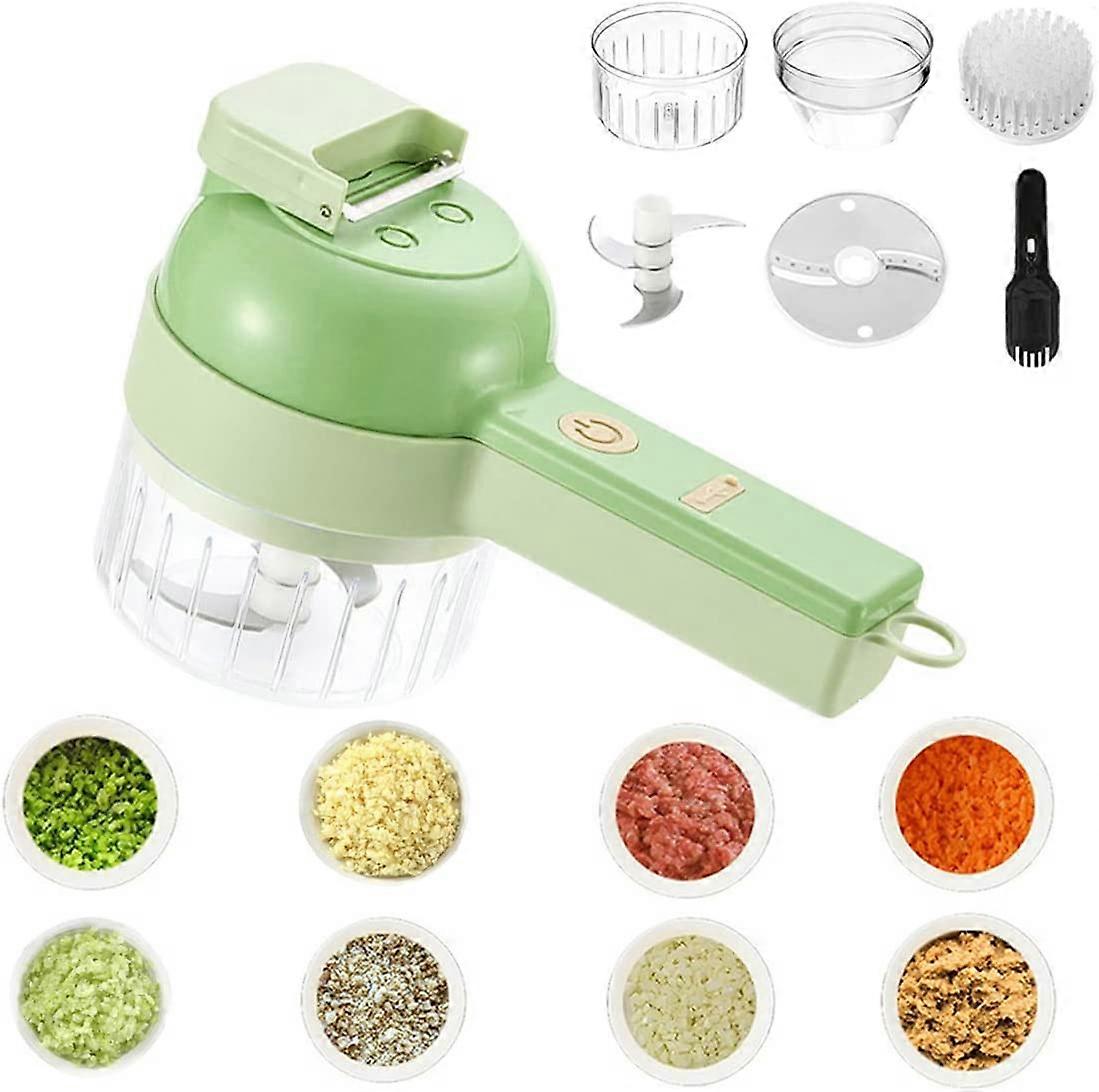 4-in-1 Tragbares elektrisches Gemseschneider-Set, kabellose Kchenmaschine, elektrischer Zerkleinerer fr Knoblauch, Chile, Pfeffer, Zwiebel, Ingwer