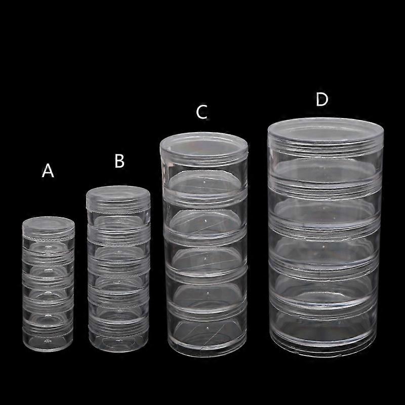 5 Layer Cylinder Stackable Bead Containers Plastic Round Clear Storage Organizer