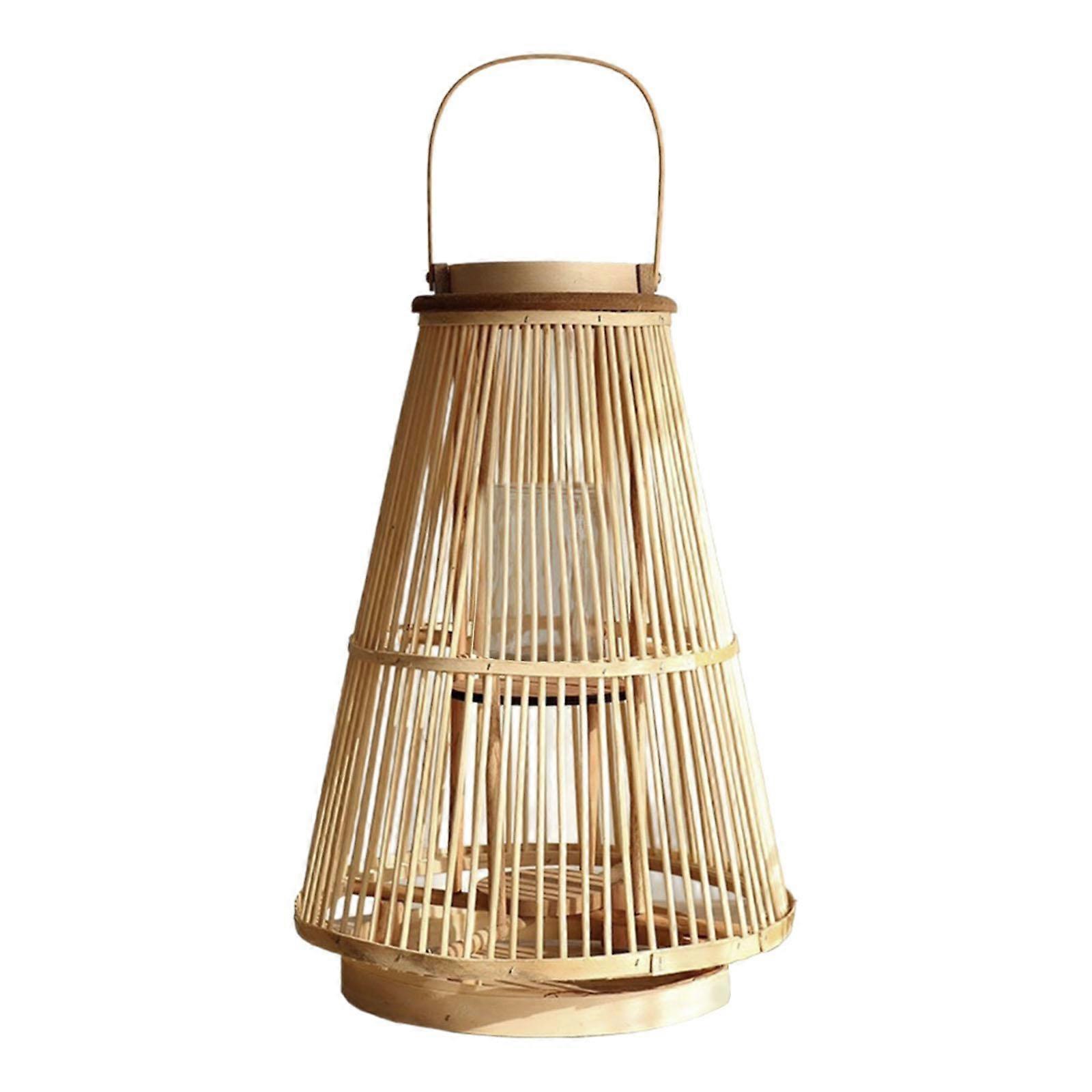 Candelabro de madera de linterna de vela de bambú para velas votivas de chimenea