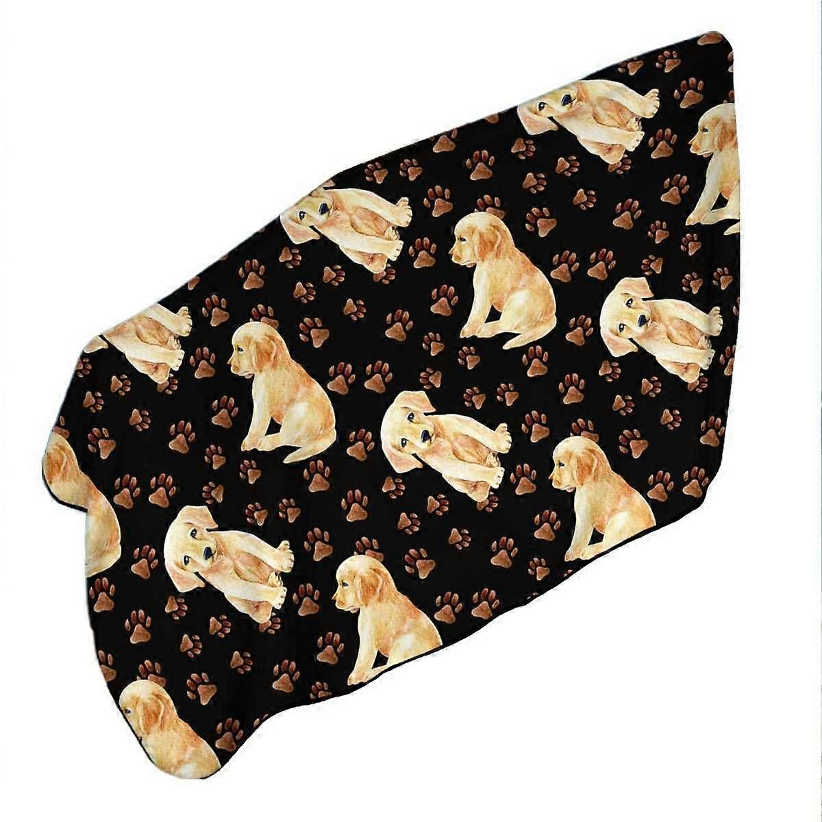 Cute Pattern of Dog Paw and Labrador Puppy Microfiber Beach Towel