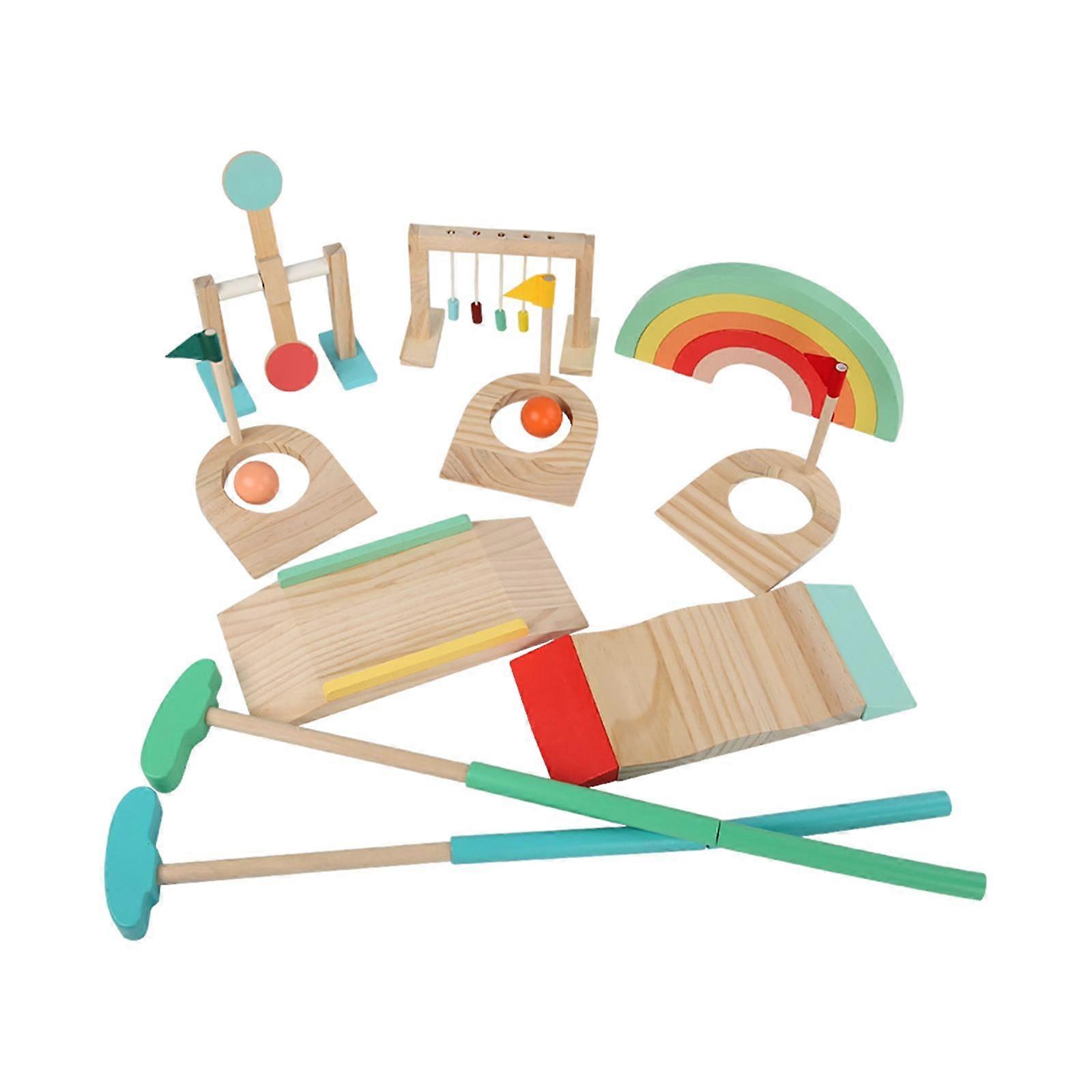 ミニゴルフセット芝生の子供の子供のためのインタラクティブな木製シミュレーションゴルフキット