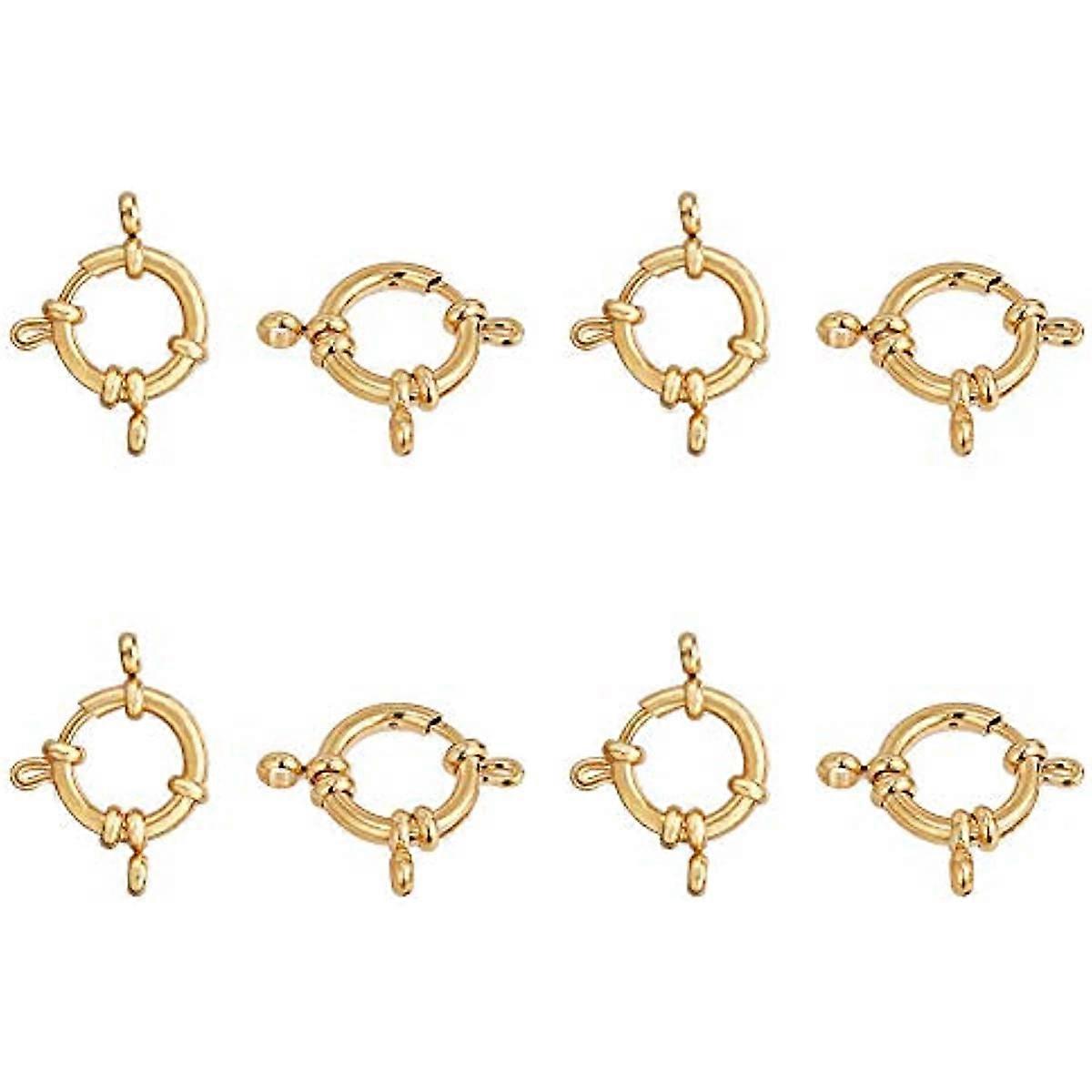 8pcs Golden Spring Clasps Stainless Steel Spring Ring Clasps Closed Ring Clasps Smooth Surface Clasp Connector Findings for DIY Jewelry Making 23x14x4