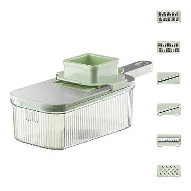 6-In-1 Vegetable Chopper - Multifunctional Grater With Six Tools, Adjustable Thickness For Cutting & Draining Vegetables