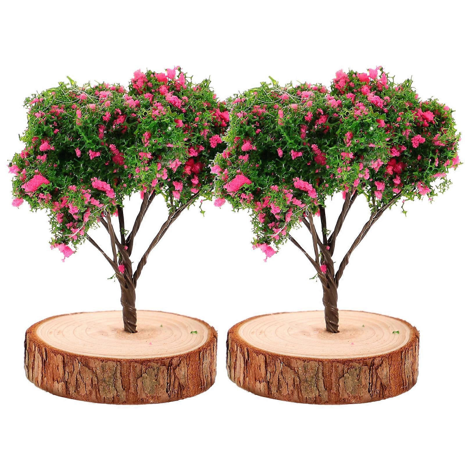 2pcs Mini Simulation Tree Model Miniature Garden Tree Ornament Garden Tree Decoration