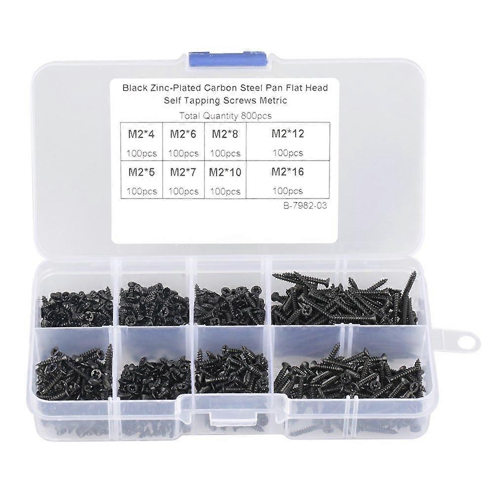 800 Pack M2 Phillips Flat Head Self Tapping Woodworking Screws with Box (#2)