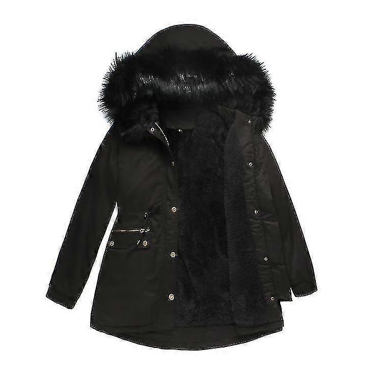 Womens Quilted Winter Coat Fur Collar Hooded Down Jacket
