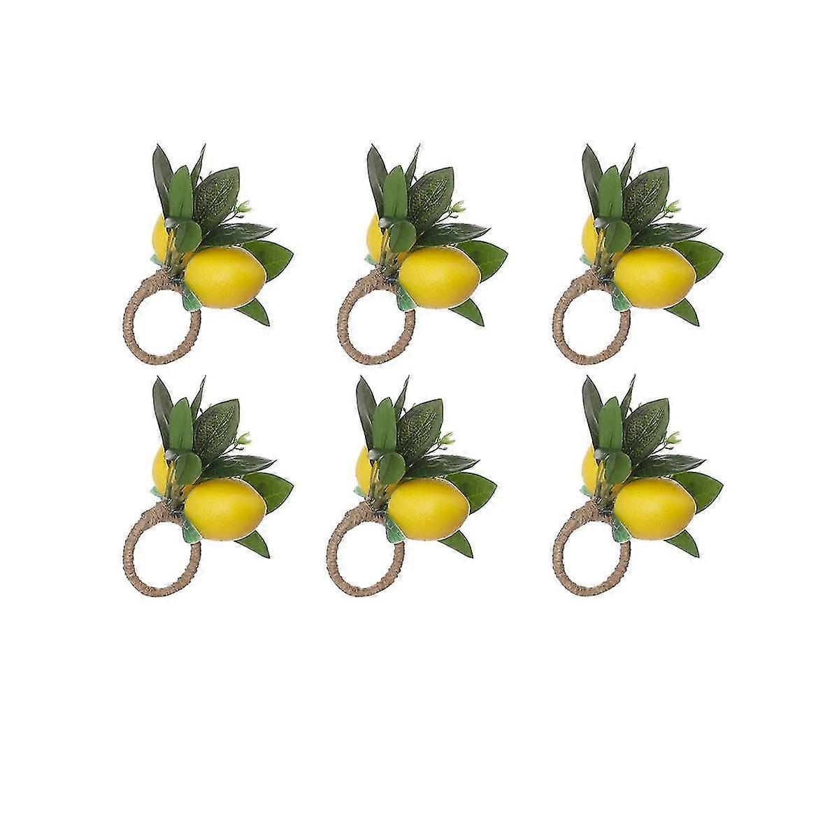 Lemon Napkin Rings 6 Lemon Vine Leaf Napkin Holders For Dining Table Decor Wedding Birthday Christm