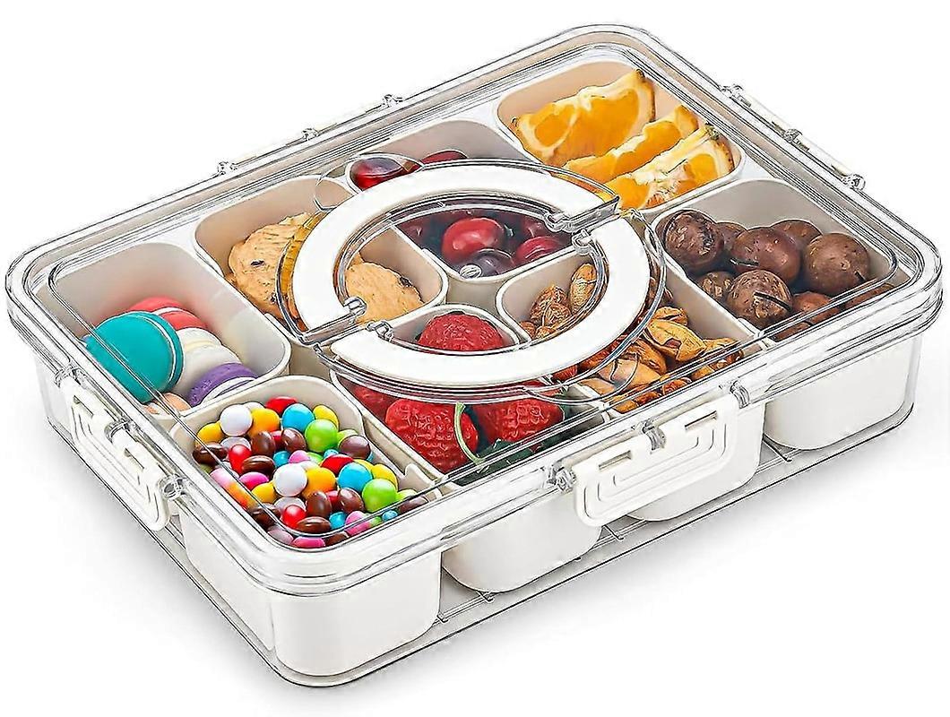 Divided Serving Tray with Lid and Handle, Portable Tackle Box