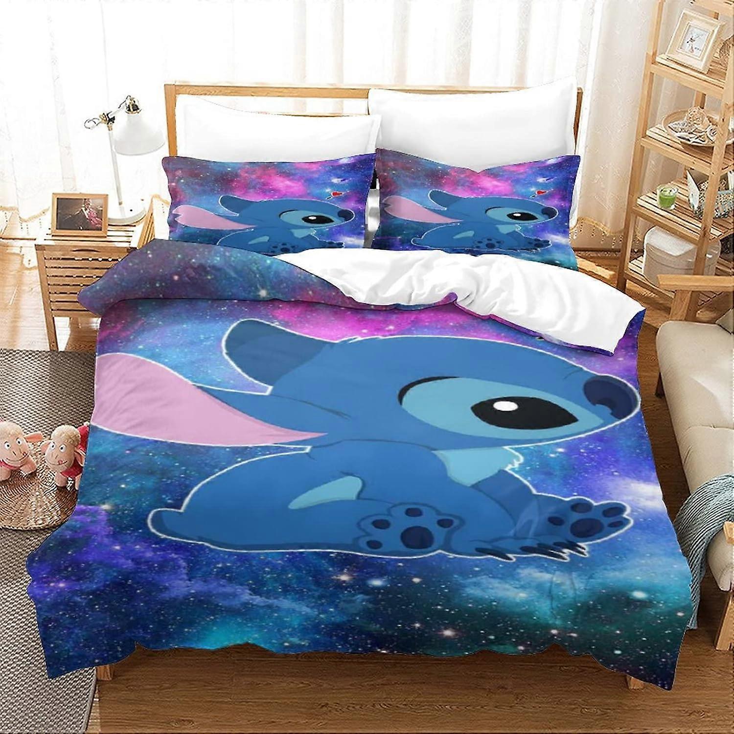 Stitch Pieces Komplet pościeli Animowane postacie Lilo & Stitch D Poszwa na kołdrę Zestaw pościeli (poszwa na kołdrę + poszewki na poduszki)