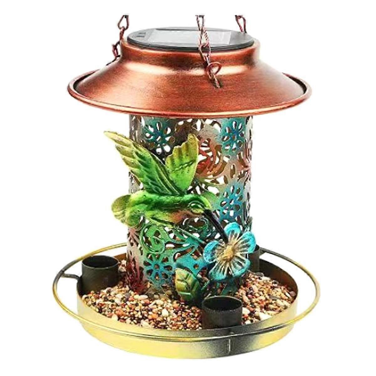 Solar Bird Feeder for Outdoors Hunging, Metal Waterproof Outside Wild Bird Feeders, Feeders, Garden