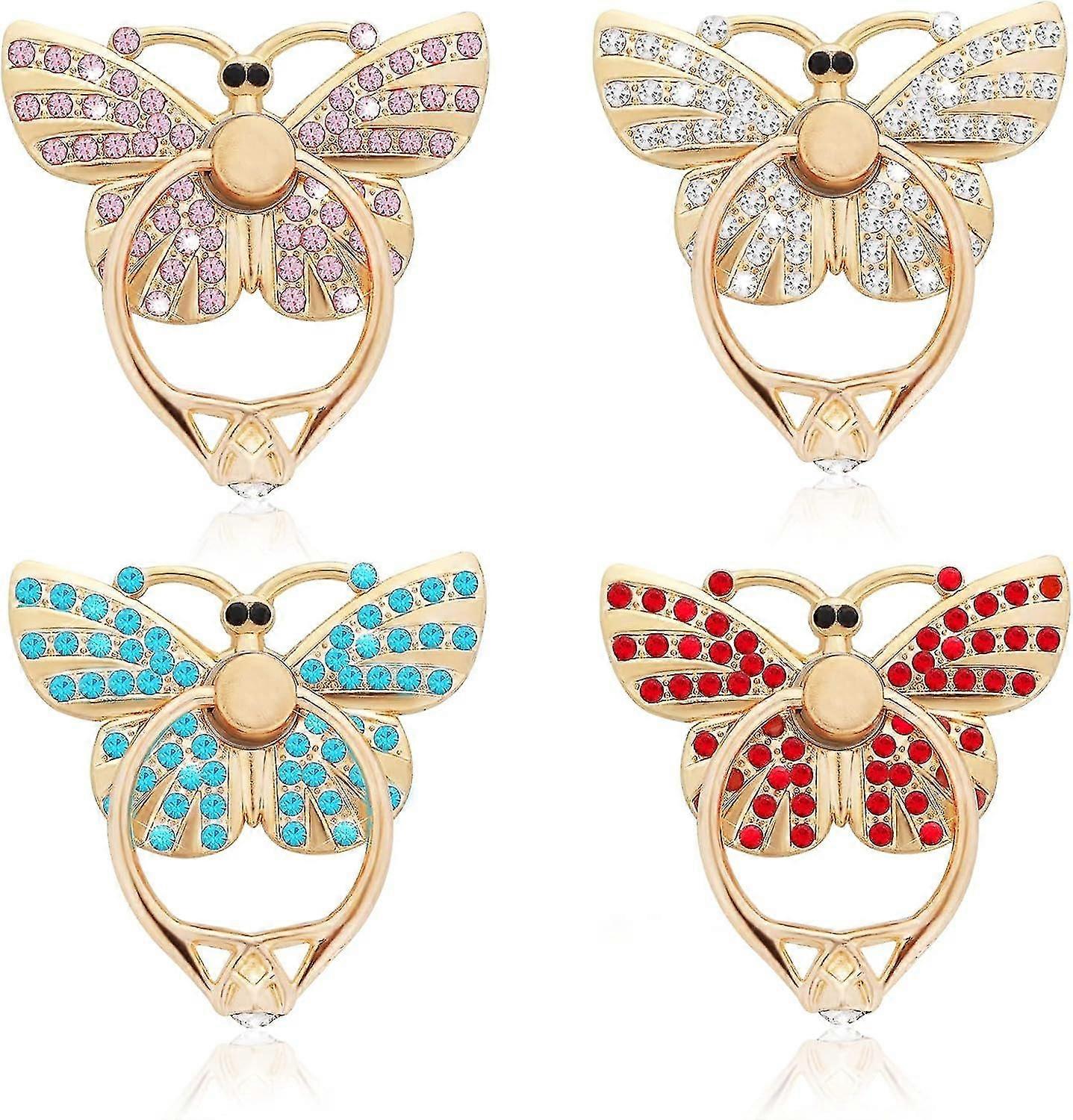 Cell Ph Ring Ds, 4 Pcs Ph Ring H With Rhinest Glitter Finr K