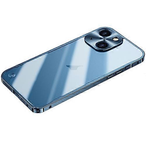 For iPhone 15 Metal Frame Frosted PC Shockproof Mobile Phone Case