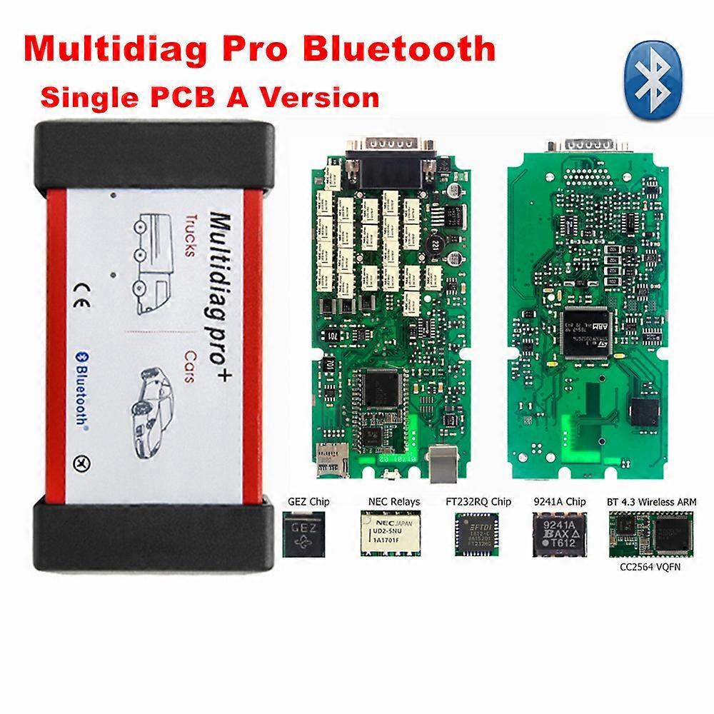 Single PCB A+ Multidiag Pro V.11 Free Keygen 2020.23 Update to .10 OBD2 Diagnostic Bluetooth 4.3 NEC Relay NEW VCI