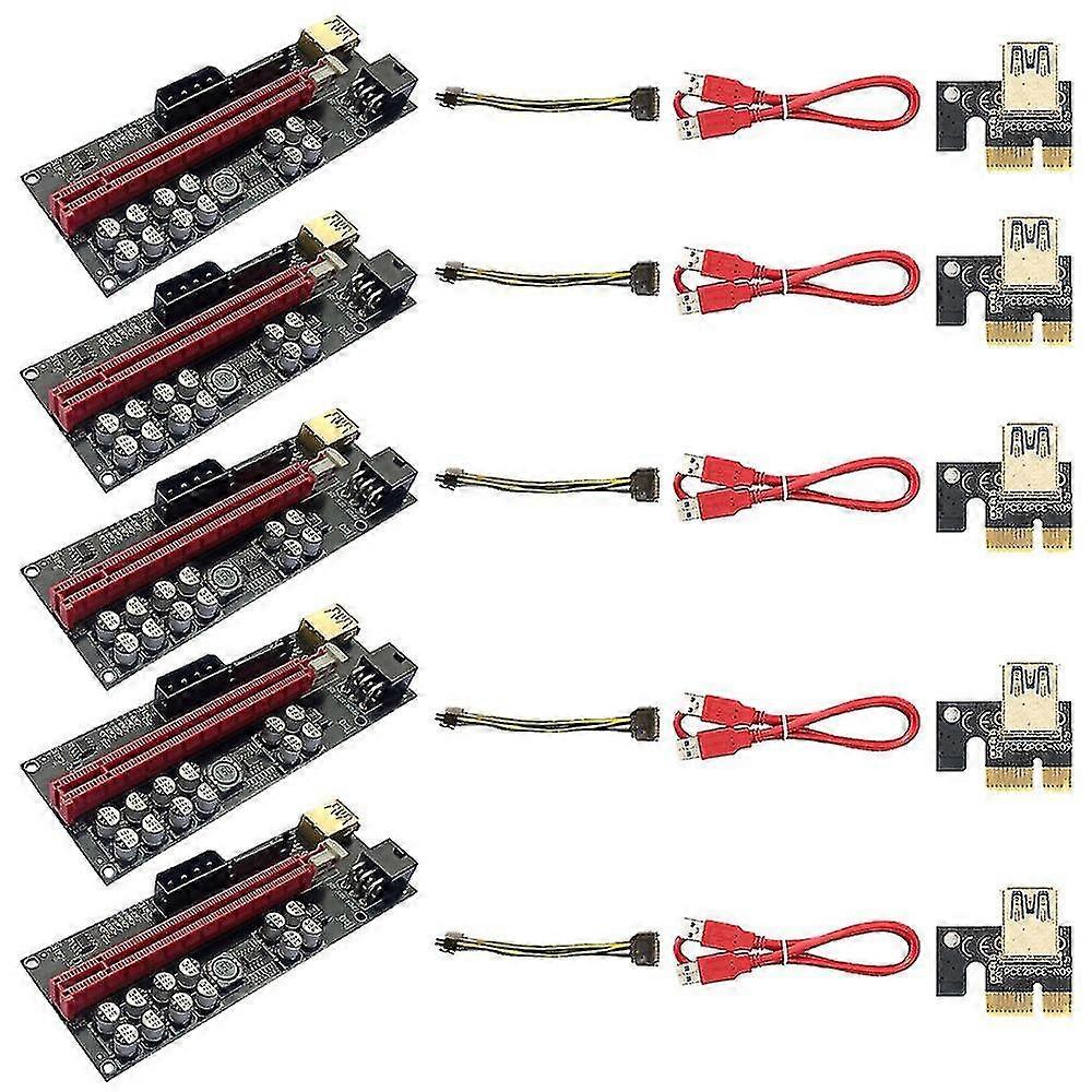 5 Pcs Ver018 Plus Riser Card Pcie 1x To 16x Usb3.0 60cm Graphics Card Extension Cable Adapter Card