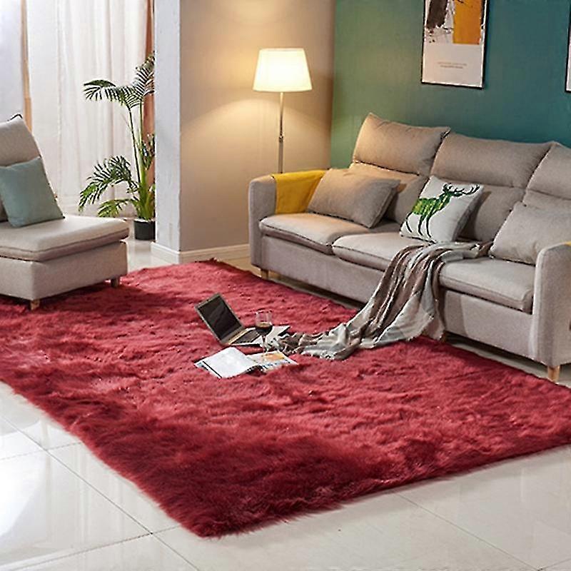 Tykt tæppe Blødt fåreskind Til stue plys tæppe Soveværelse Imiteret pels Uld Fluffy Gulvtæpper Vindue Sengeliggende Hjem Indretning Tæpper