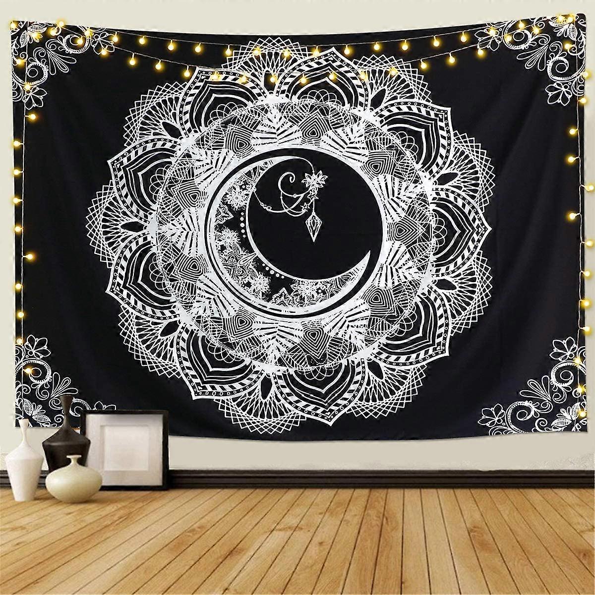 Black and White Psychedelic Tapestry Wall Hanging