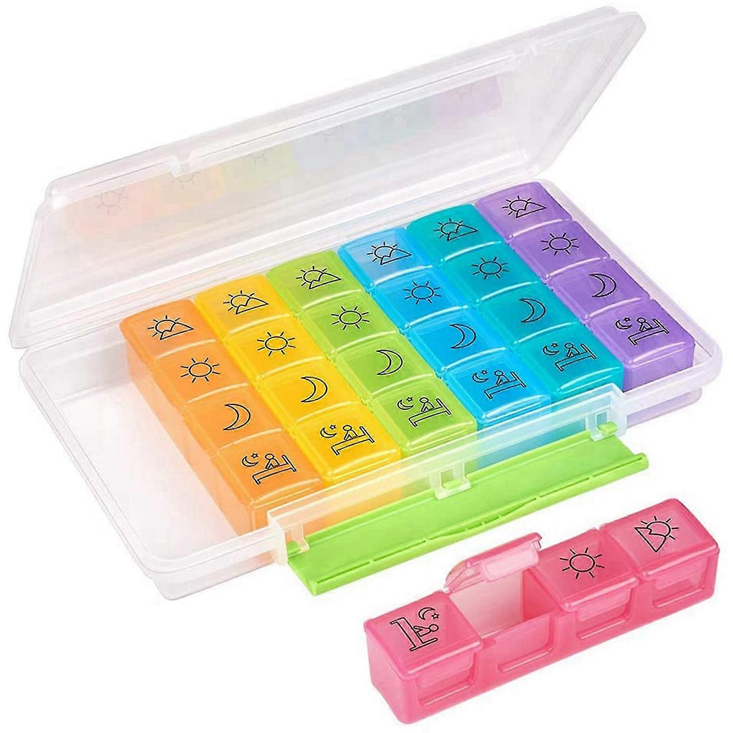 Large Daily 4 Times A Day, Weekly Pill Box, 7 Day Pill Container Case With Moisture-proof Design