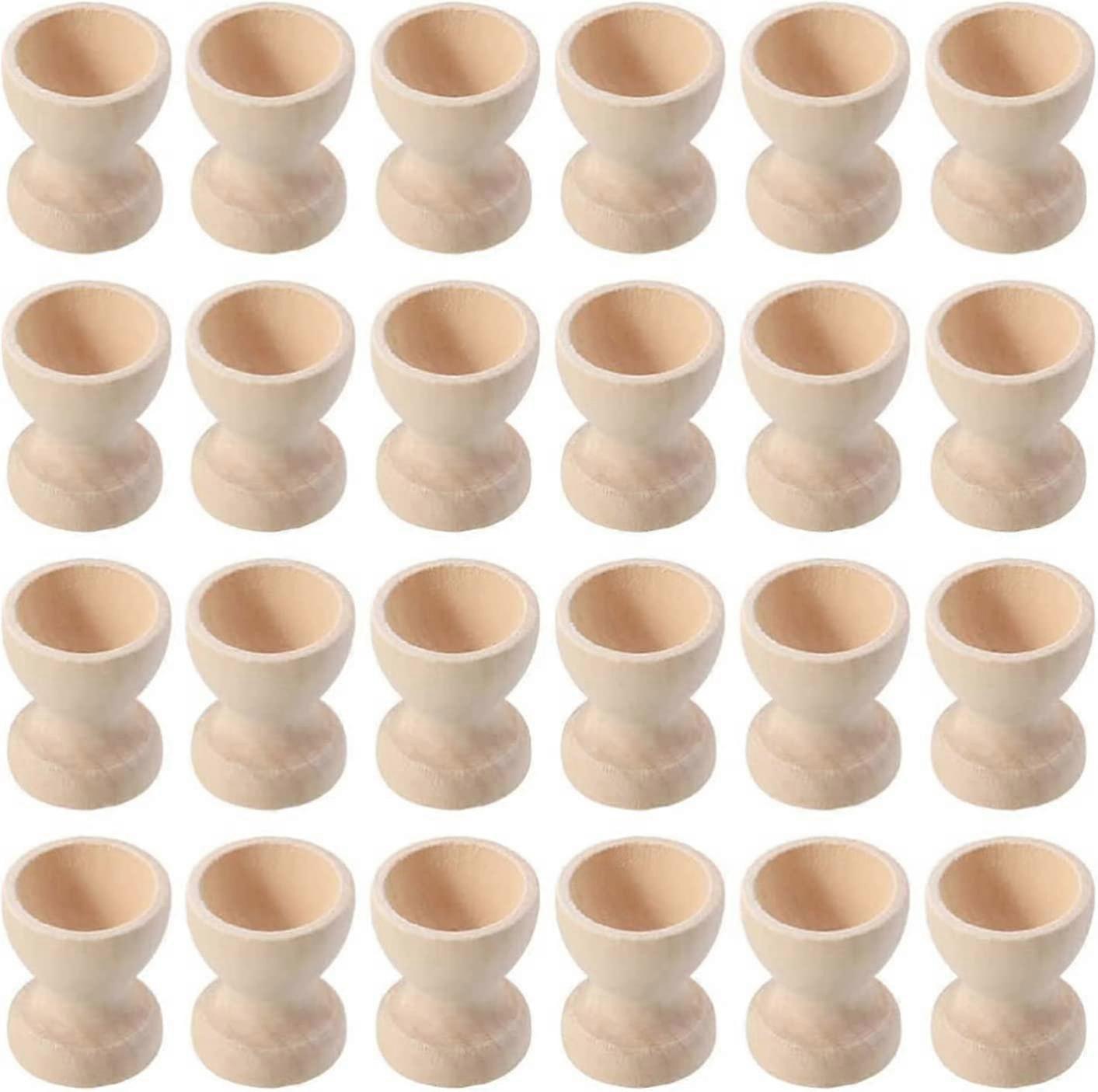24pcs Wooden Egg Cups,easter,smooth Surface And Edges,free To Scribble