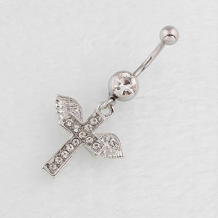 Anti-allergy Umbilical Nail Creative Zircon Wing cross Belly Button Ring