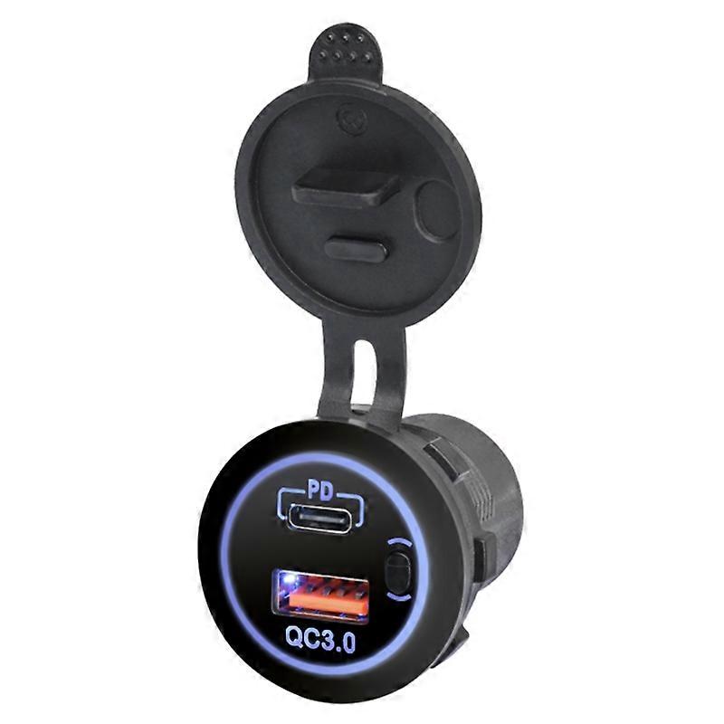 12V/24V USB C Car Charger Socket Outlet QC3.0 PD Fast Charging Power Adapter