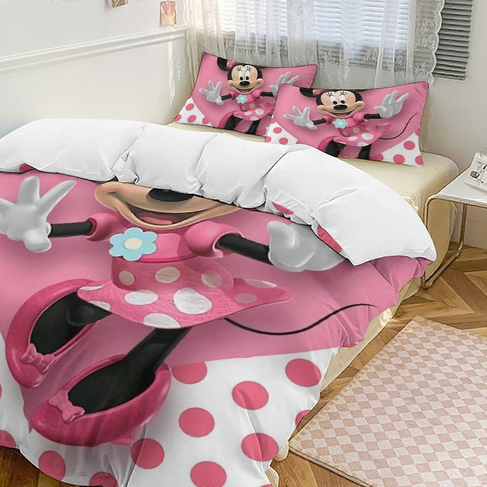 v4174  Bed Sheets Bedding Minnie MouseCartoon Collection 3-Piece Comforter Set, Personalized Bedding Decor for Kids And Teens  Bed Sheets  yuq4174