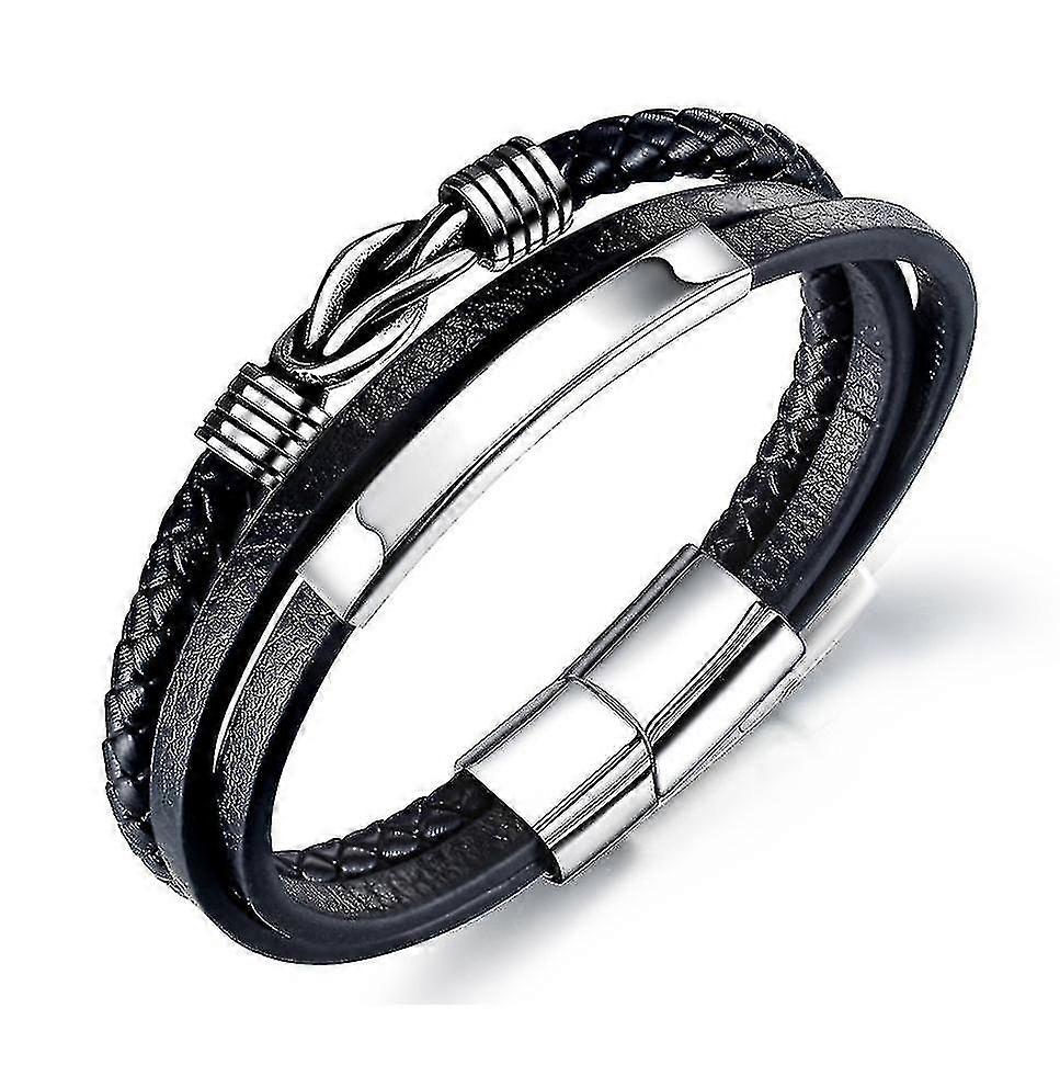 Stainless Steel Braided Leather Bracelet